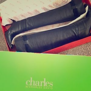 Charles by Charles David Leather Knee High Boots - Black